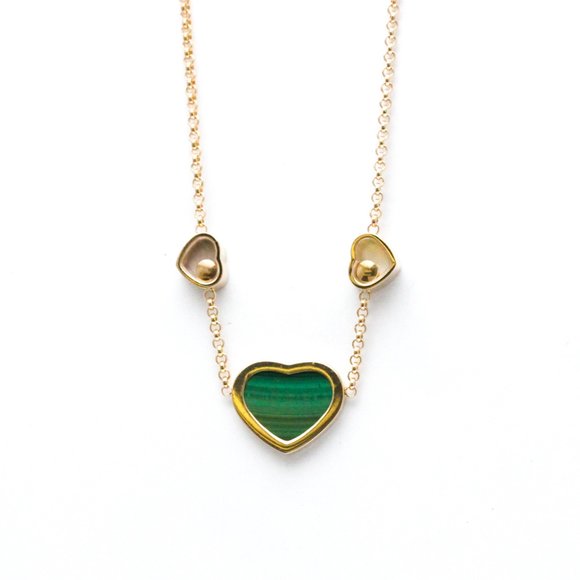 Chopard Happy Heart Malachite Diamond Necklace 81A082 Pink Gold (18K) Diamond... - Picture 2 of 11